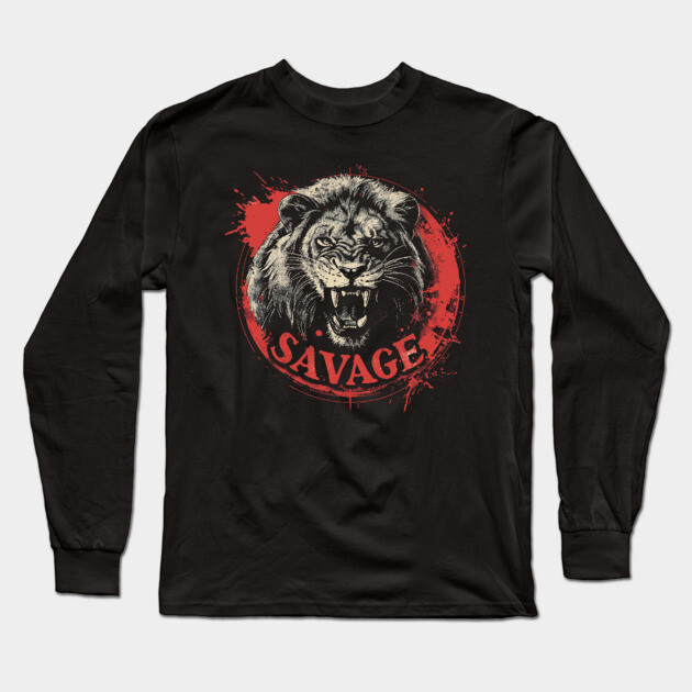 Savage Lion Long Sleeve T-Shirt by UrbanLifeApparel
