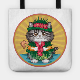 Cute Cat in Hawaiian Style Tote