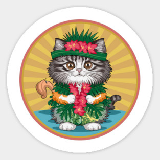 Cute Cat in Hawaiian Style Magnet
