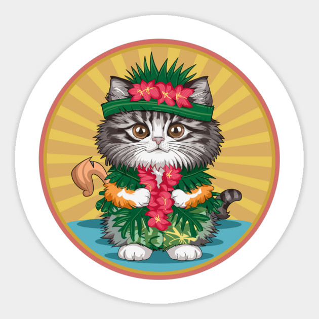 Cute Cat in Hawaiian Style Magnet by Vinokurio