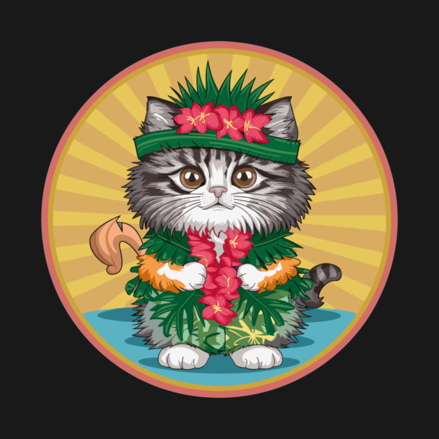 Cute Cat in Hawaiian Style by Vinokurio