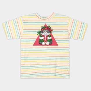 Adorable Cat in Hawaiian Culture Kids T-Shirt