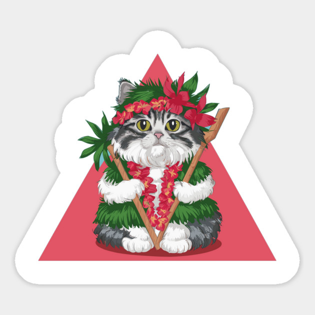 Adorable Cat in Hawaiian Culture Magnet by Vinokurio