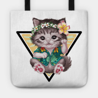 Cute Little Kitten in Hawaiian Costume Tote