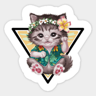 Cute Little Kitten in Hawaiian Costume Magnet