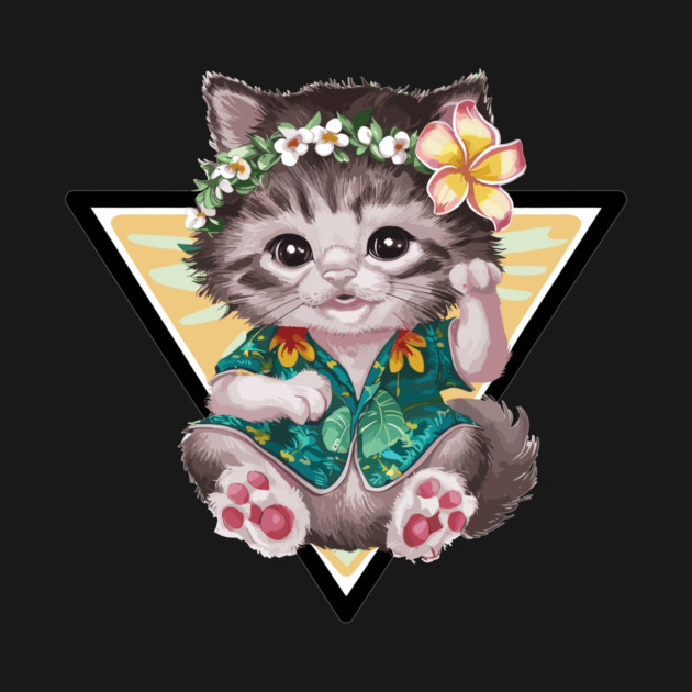 Cute Little Kitten in Hawaiian Costume by Vinokurio