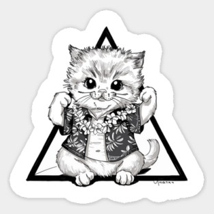 Kitten in Black and White Hawaiian Magnet
