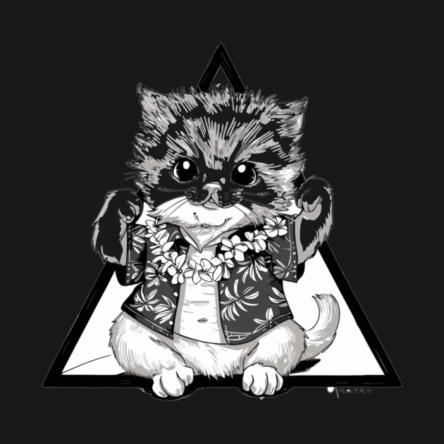 Kitten in Black and White Hawaiian by Vinokurio