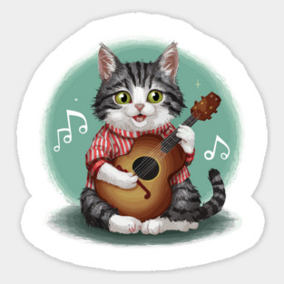 Cat Playing Guitar Magnet