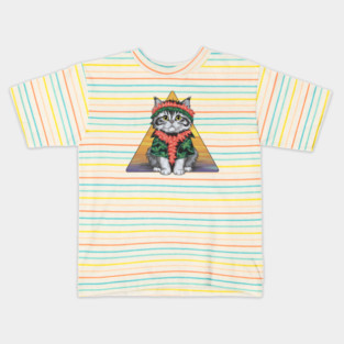 Cute Cat in Hawaiian Theme Kids T-Shirt