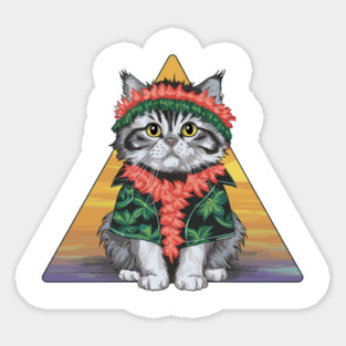 Cute Cat in Hawaiian Theme Magnet