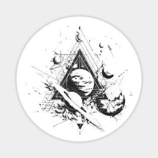 Space Exploration Theme Pencil Drawing Magnet