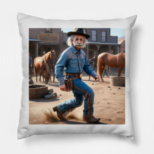 Albert Einstein in the Wild Wild West Pillow