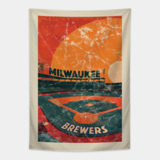 Midcentury Milwaukee Brewers Stadium Tapestry