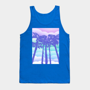 Retro Blue Palm Trees Tank Top