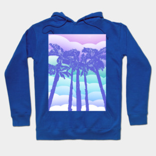 Retro Blue Palm Trees Hoodie