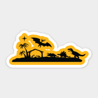 Dinosaur Nativity Christmas Sticker