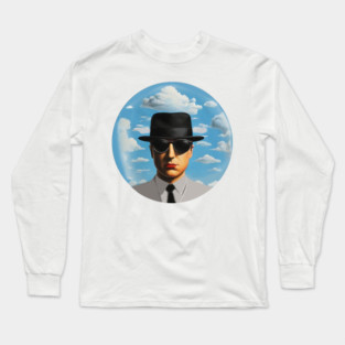 Mysterious Man in Suit – Surreal Sky Artwork Long Sleeve T-Shirt