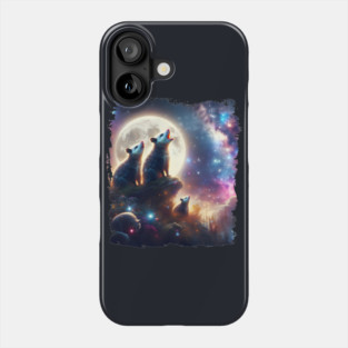 Cosmic Possums Howling at the Moon – Funny Animal Space Graphic Phone Case