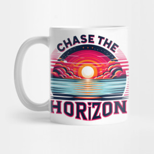 Chase the Horizon – Adventure Sunset Motivation Graphic Gift Mug
