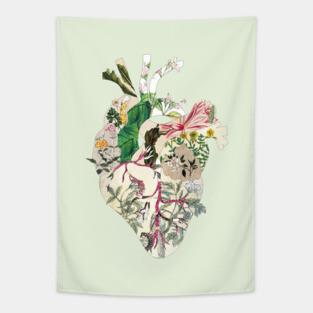 Vintage Botanical Heart Tapestry