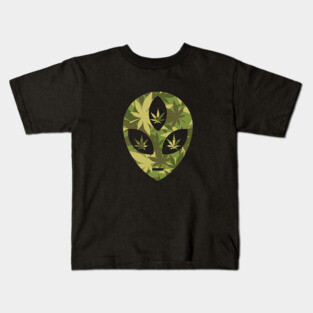 Third Eyed Alien Head: Weed Camo Edition Kids T-Shirt