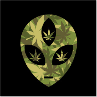 Third Eyed Alien Head: Weed Camo Edition Posters and Art