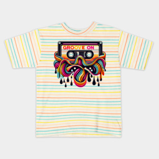 Groove On Cassette Tape – Retro Music Rainbow Graphic Gift Kids T-Shirt