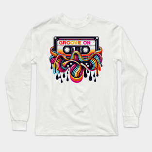 Groove On Cassette Tape – Retro Music Rainbow Graphic Gift Long Sleeve T-Shirt
