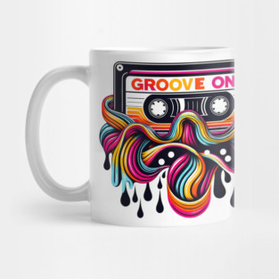 Groove On Cassette Tape – Retro Music Rainbow Graphic Gift Mug