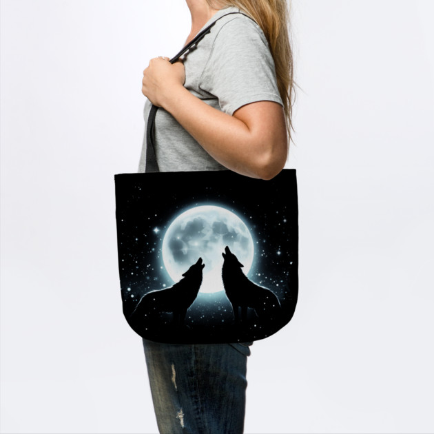 Wolves Howling at the Moon – Mystical Night Wildlife Artwork by MakerMind8.2