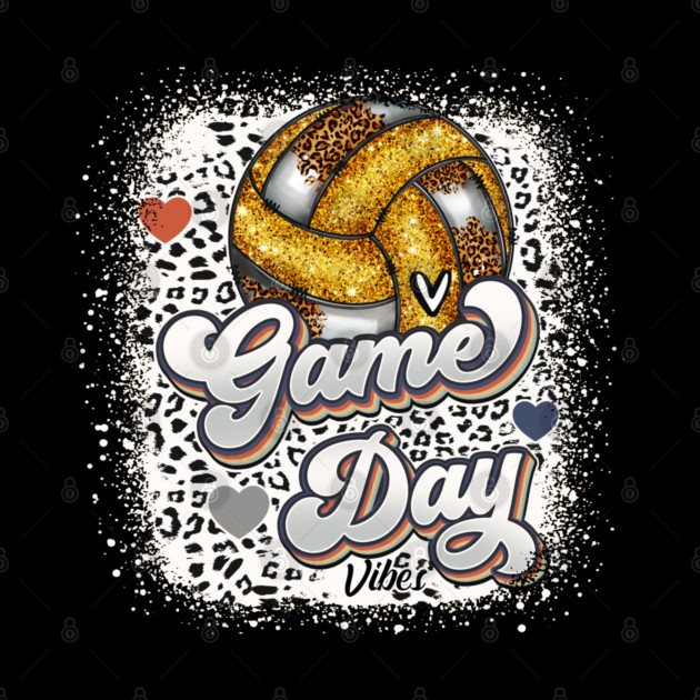 Bleached Volleyball Game Day Vibes Volleyball Mom Leopard by Rene	Malitzki1a