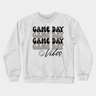 Bleached Volleyball Game Day Vibes Volleyball Mom Leopard Crewneck Sweatshirt
