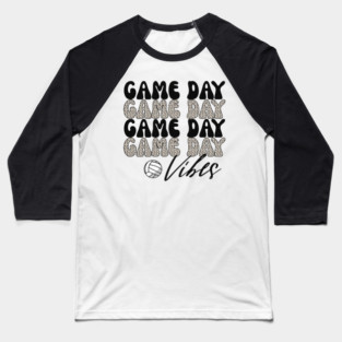 Bleached Volleyball Game Day Vibes Volleyball Mom Leopard Baseball T-Shirt
