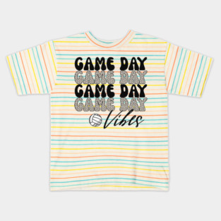 Bleached Volleyball Game Day Vibes Volleyball Mom Leopard Kids T-Shirt