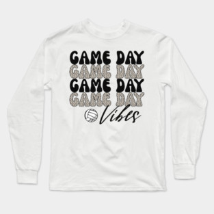 Bleached Volleyball Game Day Vibes Volleyball Mom Leopard Long Sleeve T-Shirt