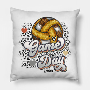 Bleached Volleyball Game Day Vibes Volleyball Mom Leopard Pillow