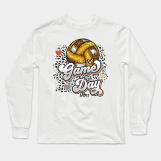 Bleached Volleyball Game Day Vibes Volleyball Mom Leopard Long Sleeve T-Shirt
