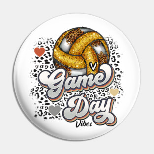 Bleached Volleyball Game Day Vibes Volleyball Mom Leopard Pin
