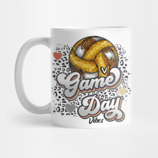 Bleached Volleyball Game Day Vibes Volleyball Mom Leopard Mug