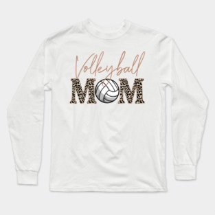 Bleached Volleyball Game Day Vibes Volleyball Mom Leopard Long Sleeve T-Shirt