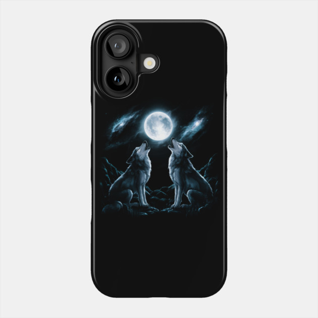 Wolves Howling at the Full Moon – Night Sky Wildlife Graphic Gift Phone Case by MakerMind8.2