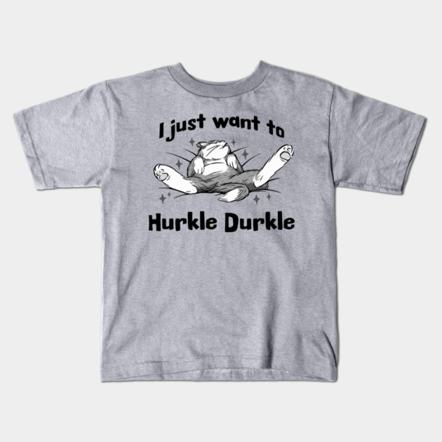 I just want to Hurkle Durkle, funny splayed out cat Scottish slang phrase Kids T-Shirt by Luxinda