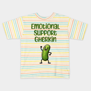 Emotional Support Gherkin, fun enthusiastic small pickle that cheers you on Kids T-Shirt
