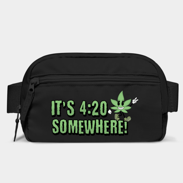 It's 4:20 Somewhere Happy Cartoon Weed Leaf by Yesteeyear