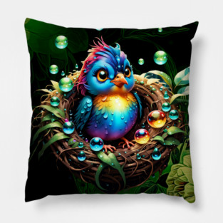 Colorful fantasy bird. Pillow