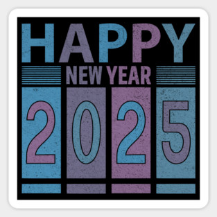 Happy New Year 2025 Muted Colors Design Sticker