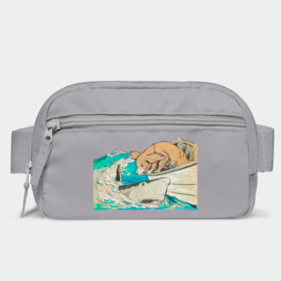 REVISTANGO #358 - The Dog and the Shark A Tale of Curiosity and Courage Painted in Teal and Foam Where Land’s Loyalty Meets the Wild Mystery of the Ocean, Fantasy Vintage Art Retro Style Comic Pulp Bag