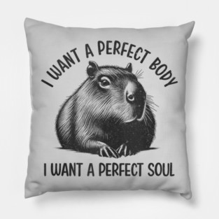 Capybara i want a perfect body i want a perfect soul Shirt, Funny Capybara Meme Pillow