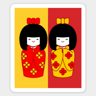 Kokeshis Mother and daughter - Mothers Day Sticker